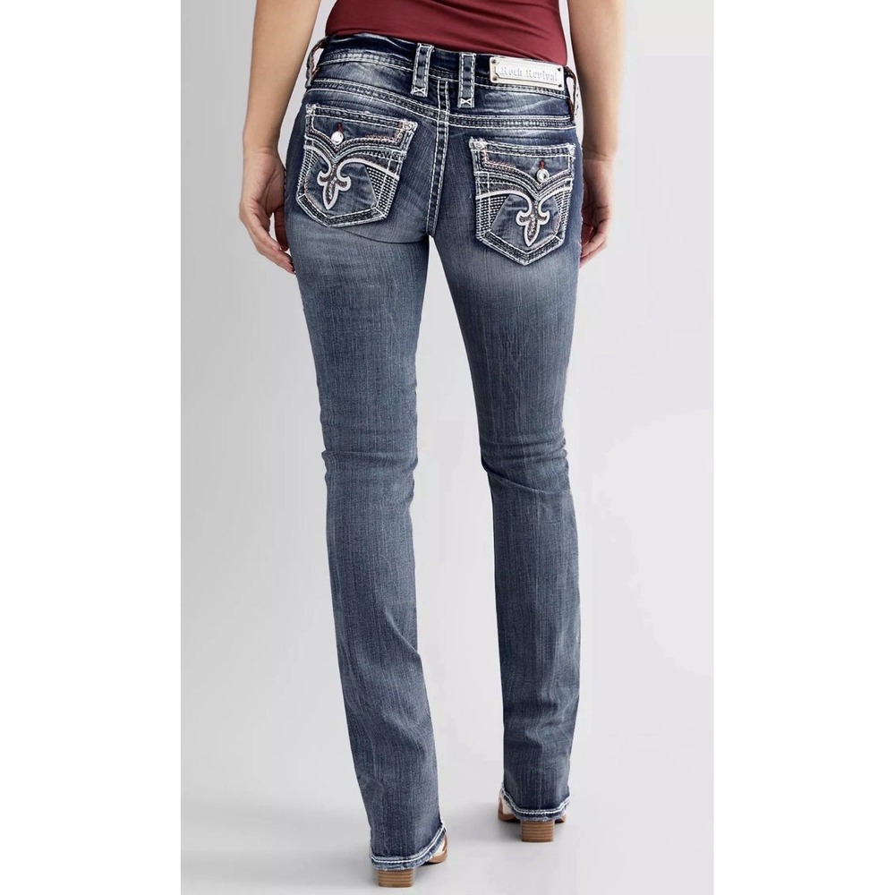 ROCK REVIVAL "Rima" Boot Cut Stretch Flap Pocket Jeans sz.30 Embellished Pockets